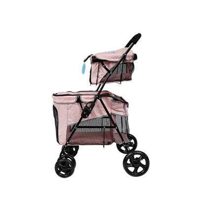 China New Design Dog Walker Portable Folding Detachable Double Pet Cat Carrier Stroller For Outdoor Travel for sale