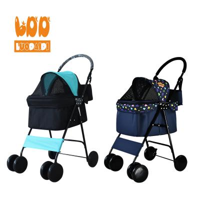 China Argos Pet Pram 4 Wheels Sustainable Dog Strollers Easy Folding Dog Cat Stroller for sale