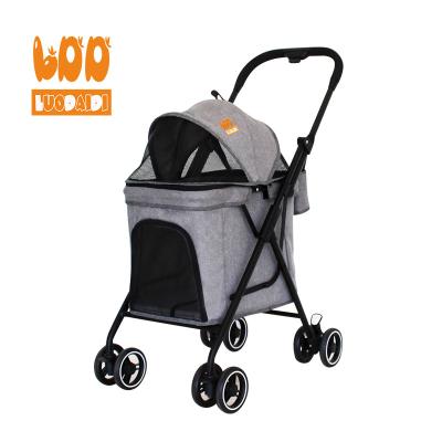 China Dogs Small Dog Cat Stroller 4 Wheels Travel Foldable Doggie Stroller One Hand Quick Fold for sale