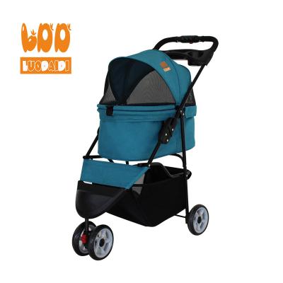 China Viable Wholesale Portable Pet Stroller Trolley Outdoor Dog Carrier Luxury Folding Detachable Pet Carts for sale