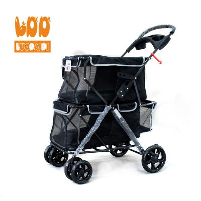 China Sustainable Pet Products 4 Wheels Hot Dog Stroller Double Dog Stroller for sale