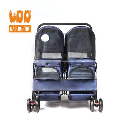 China Sustainable Pet Double Decker Strollers Prams For Carriage Cat And Dog Travel Carriertr for sale