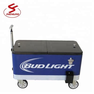 China New Design 73L Eco - Friendly Blue Portable Food Cooler High Efficiency Box With Wheels For Outdoor for sale