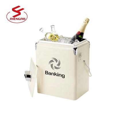 China Customized Beautiful Sustainable Vintage 17l Metal Ice Cooler Can r With Bottle Opener For Beach for sale