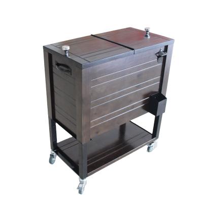 China Outdoor Grain Sustainable Easy To Use Wooden Table Cooler Box Picnic Table for sale