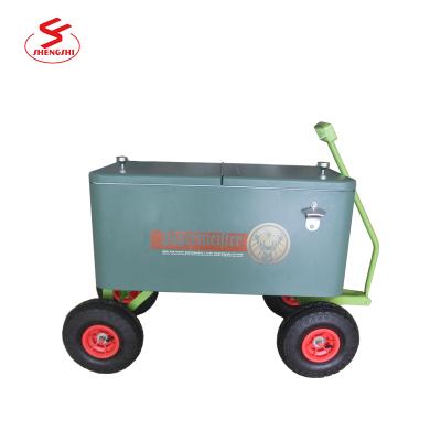 China Sustainable Portable Beer Ice Box Metal Cooler Box For Outdoor for sale