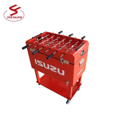 China Sustainable Steel New Beer Cooler Ice Rolling Cart With Storage Rack for sale