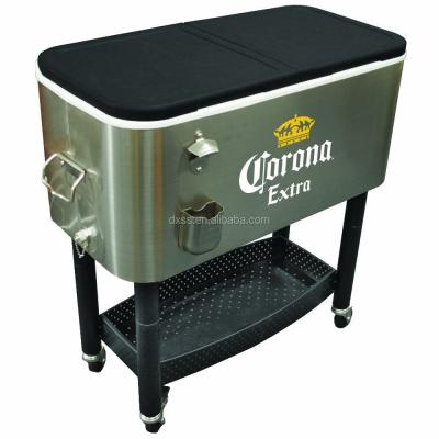 China 73L Metal Rolling Sustainable Part Cooler Cart For Ice Cold Beer for sale