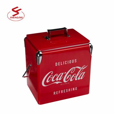 China Outdoor Sustainable Vintage Cooler Drinks Metal Ice Chest Coke Box (C-001) for sale