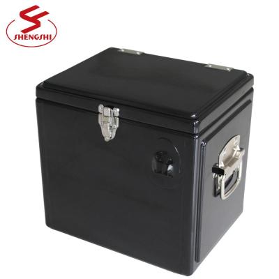 China Sustainable Customized 15 Liter Black Metal Vintage Ice Cooler Cooling Box for sale