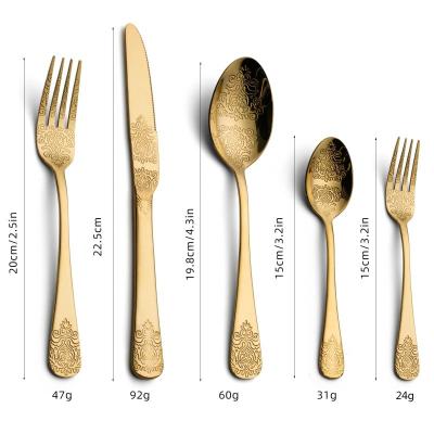 China Viable Cutlery Set 304 Stainless Steel Flatware Set Logo Luxury Hotel Wedding Custom Hot Sell Low MOQ Gold and Black Rainbow for sale