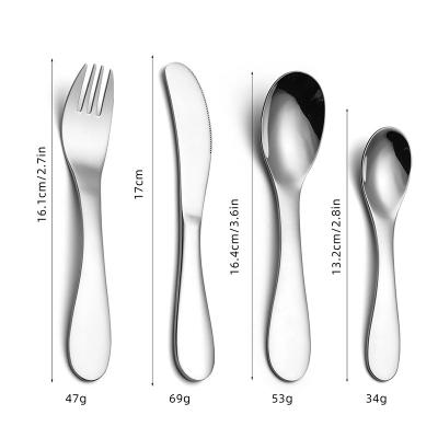 China Sustainable Kids 304 Stainless Steel Cutlery Set Creative Reusable Flatware Set With Color Box Tableware for sale