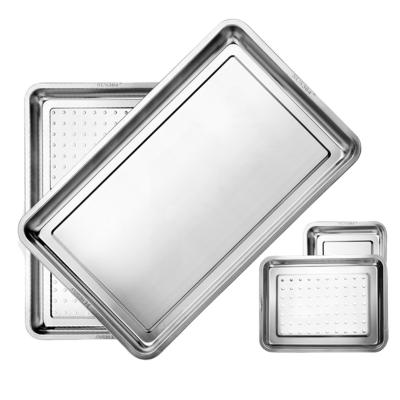 China Home Wholesale Luxury Rectangular Platter Stainless Steel Tray Various Size Hotel Restaurant Metal Food Serving Tray for sale