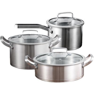 China 3 Pcs Kitchenware Stainless Steel Cookware Pot Set Induction Pot Non-Stick Viable Cookware Sets for sale