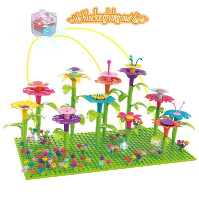 China With Light Colorful Imagination Flower Garden Educational Building Toys For Kid With Light for sale