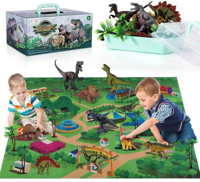 China Educational Dinosaur Playset Dino World Including T-Rex, Triceratops, DIY TOY Dinosaur Toy Play Mat Gift for Kids for sale