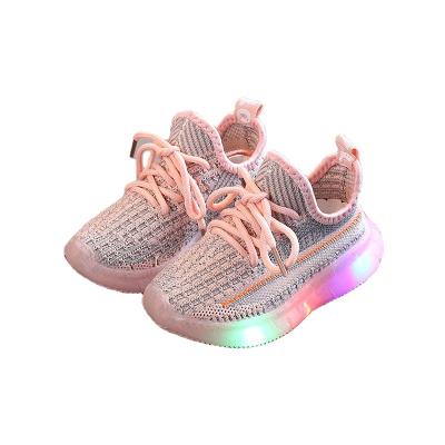 China Factory Custom Breathable Shoes Toddlers Baby Boy Kids Casual Shoes LED Mesh Luminous Kids Sports Sneakers for sale