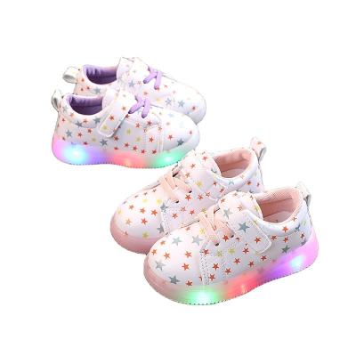 China New Arrival 2021 Spring And Autumn Kids Girl Shoes Princess Light Bows With LED Light Up Casual Kids Walking Style Shoes for sale