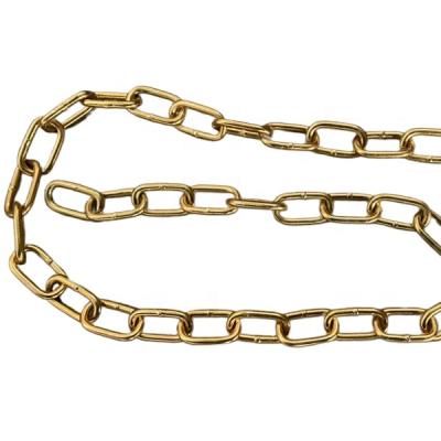 China Yellow Galvanized Long Proof Link Chain Long Coil Chain Aus General Purpose Type Gold Finish for sale