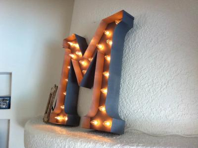 China Custom Decorative LED Vintage Large Metal Letters With Antique Industrial Finish for sale