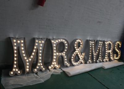 China LED Illuminated Wedding Letter Lights MR & MRS , Large Metal Letters With Lights for sale