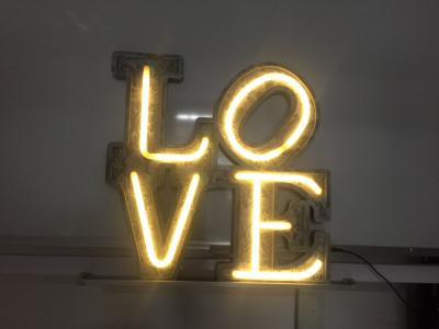 China Brightness Neon Vintage Love Marquee Letters For Wedding Party 50cm Gloss White for sale