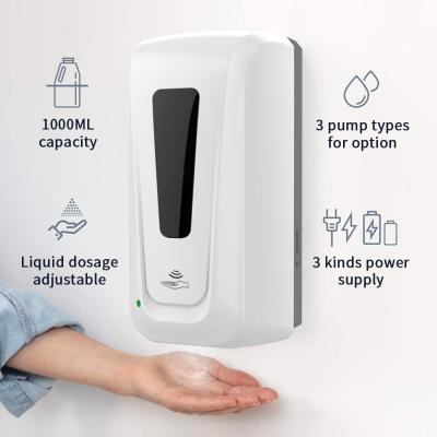 China 1L Hotel Hospital Touchless Automatic Wall Mount Alcohol Spray Gel Liquid Dispensing Shampoo Hand Sanitizer Soap Dispenser for sale