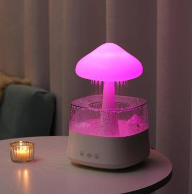 China New trends natural sleep aid colorful led sleep night desktop cool mist mushroom humidifier rain fall for sale