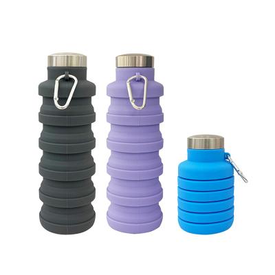 China 500ml logo free collapsible custom silicone bpa collapsible water bottle portable eco-friendly sustainable for sale