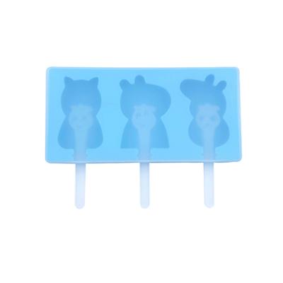 China Factory Wholesale Ready Viable Ice Cream Popsicle Mold Silicone Cartoon Characters Small Cat Lamb Pig for sale