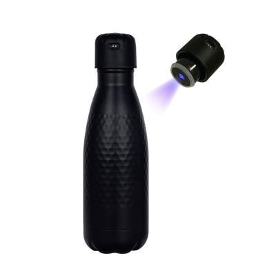 China Viable Factory Wholesale Portable Smart Water Bottle UV-C Stainless Steel Led Black Water Bottle for sale