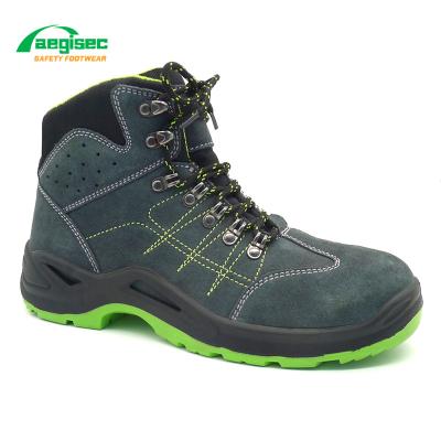 China AEGISEC Breathable CE Steel Toe Cap Safety Shoes Men Work Nubuck Oil Leather Slip Resistant PU Work Safety Shoes Sole Boots for sale