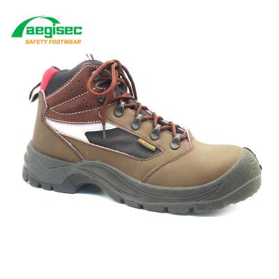 China Breathable AEGISEC nubuck leather oil slip resistant PU sole safety shoes steel toe cap work safety boots bota de seguridad for sale