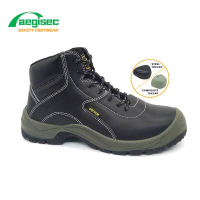 China AEGISEC Flat Safety Metal Boots at Work PU Anti Slip Cow Prices Sole Work Breathable Leather Sole Boots with Steel Toe Cap for sale