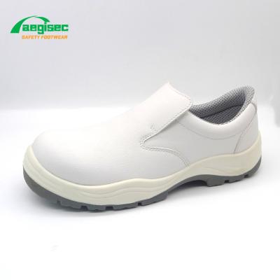 China Sole PU kitchen safety shoes anti slip AEGISEC toe hat ESD S1 safety cleanroom shoes industrial white compound microfiber anti slip for sale