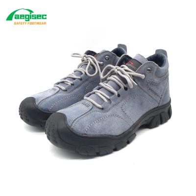 China Work Safety Boots Men Steel Toe Calzado De Seguridad To AEGISEC Cow Suede Anti Slip Safety Sole Cut Breathable Rubber Shoes Mid for sale