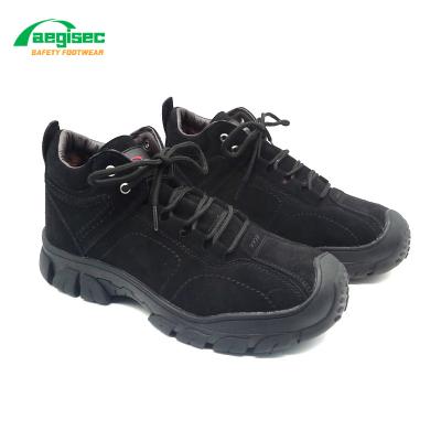 China Insulative AEGISEC Brand Toe Steel Cap Safety Shoes Anti Slip Industrial Work Safety Shoes Black Rubber Static Sole Boots for sale