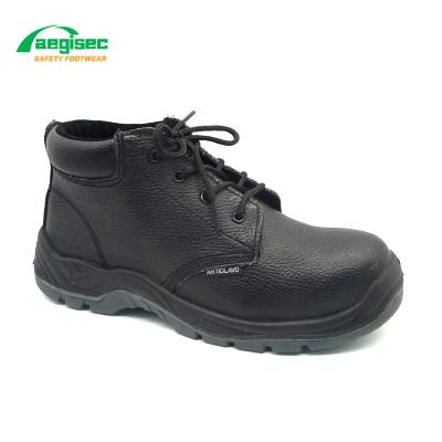 China AEGISEC sole PU metal flat toe cap calzado de seguridad breathable steel cow leather anti slip work safety shoes boots for sale