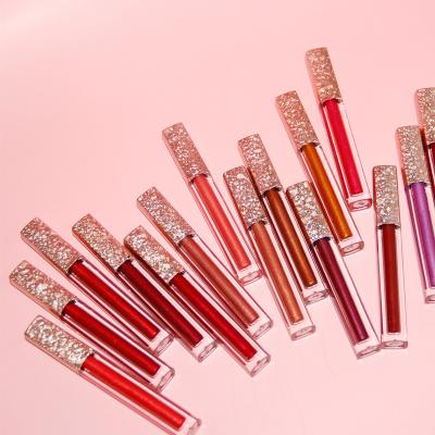 China Aonuo Waterproof Stock 17 Colors No Logo Long Lasting Metallic Pearl Lipstick Shimmer Private Label Liquid Lip Gloss for sale