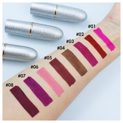 China Waterproof Accept Vegan Bullet Long Lasting Matte Lipstick Black Tube Custom Private Label High Quality 8 Colors for sale