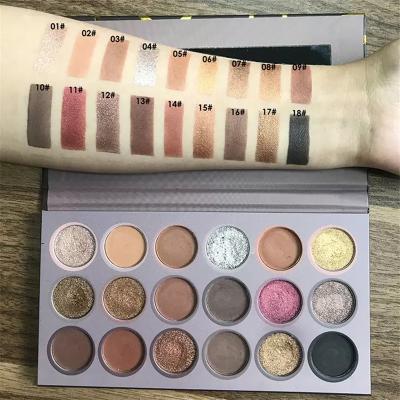 China Wholesale Waterproof Multi Color Cardboard Wholesale Color Gradient Size Color Eyeshadow 18 Color Chrome Eyeshadow Palette Custom for sale