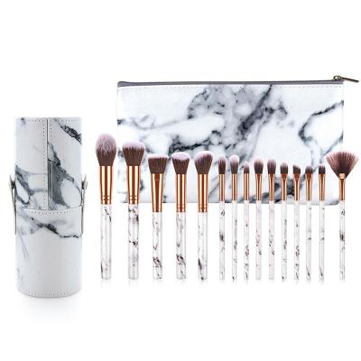 China Angular Blush Beauty Tools 10 Soft-Stiffened Natural Marble Travel Eye Makeup Brush Set for sale