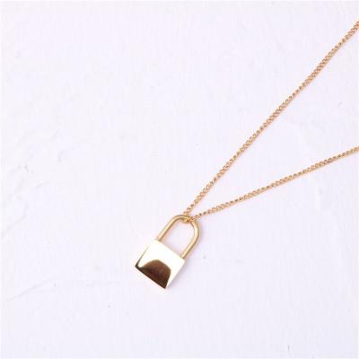 China Women Jewelry Fashion Spain Necklace Pendant Chain Lock CLASSIC Custom Tiny Small 1x2cm Stainless Steel Lock for sale