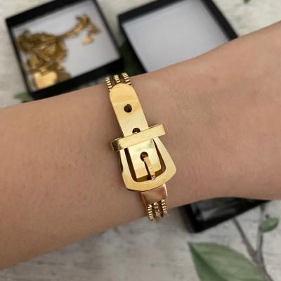 China CLASSIC Fashion Belt Buckle Adjustable Three Layered Chain Layered Titanium 316L Stainless Steel Female 14K Gold Plated for sale