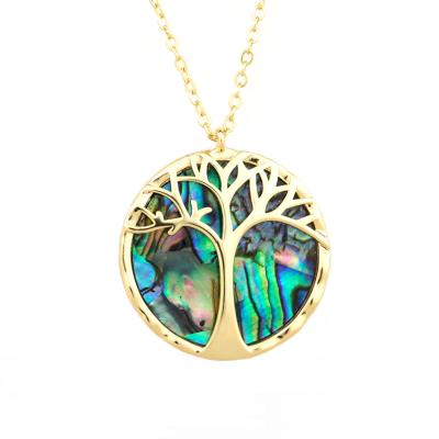 China Other Wholesale China Abalone Shell Initial Necklace 14k Gold Plated Tree Of Life Abalone Shell Pendant Jewelry for sale