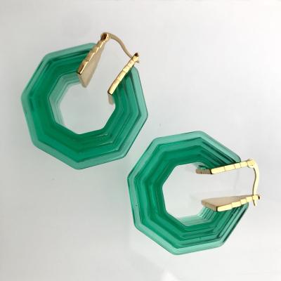 China CLASSIC Aretes green retro resin earrings wholesale acrylic raw circle chunky earring for women temperament jewelry costume earrings for sale