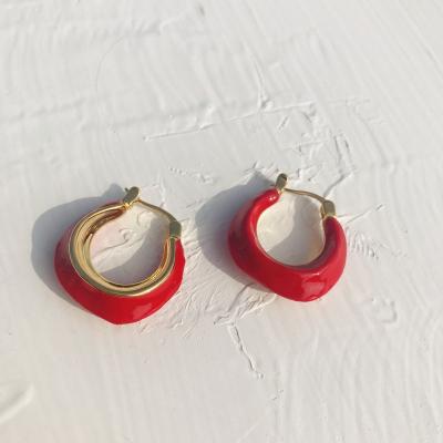 China Fashion new CLASSIC french enamel earring circle earrings boho con multicolor brass jewelry pour cool woman drop ring earring for sale