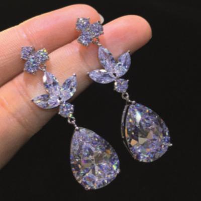 China Luxury por romantic aretes-y-accesori zircon earrings women drop brinco bling bridal custom joyas de mujer crystal earring jewelry for sale