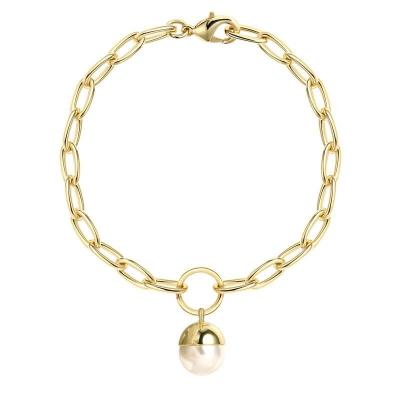 China CLASSIC Fancy Woman Jewelry Plate or Custom Imitation Pearl Bracelets Women Adjustable Gold Plated Square Cuban Link Bracelet for sale