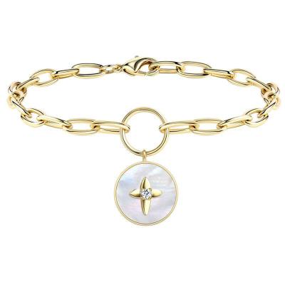 China CLASSIC Korean Shellfish Bracelet Personalized Initial Charms Link Chain Star Jewelry Pearl Cuban Bracelets For Women for sale